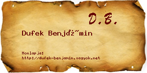 Dufek Benjámin névjegykártya